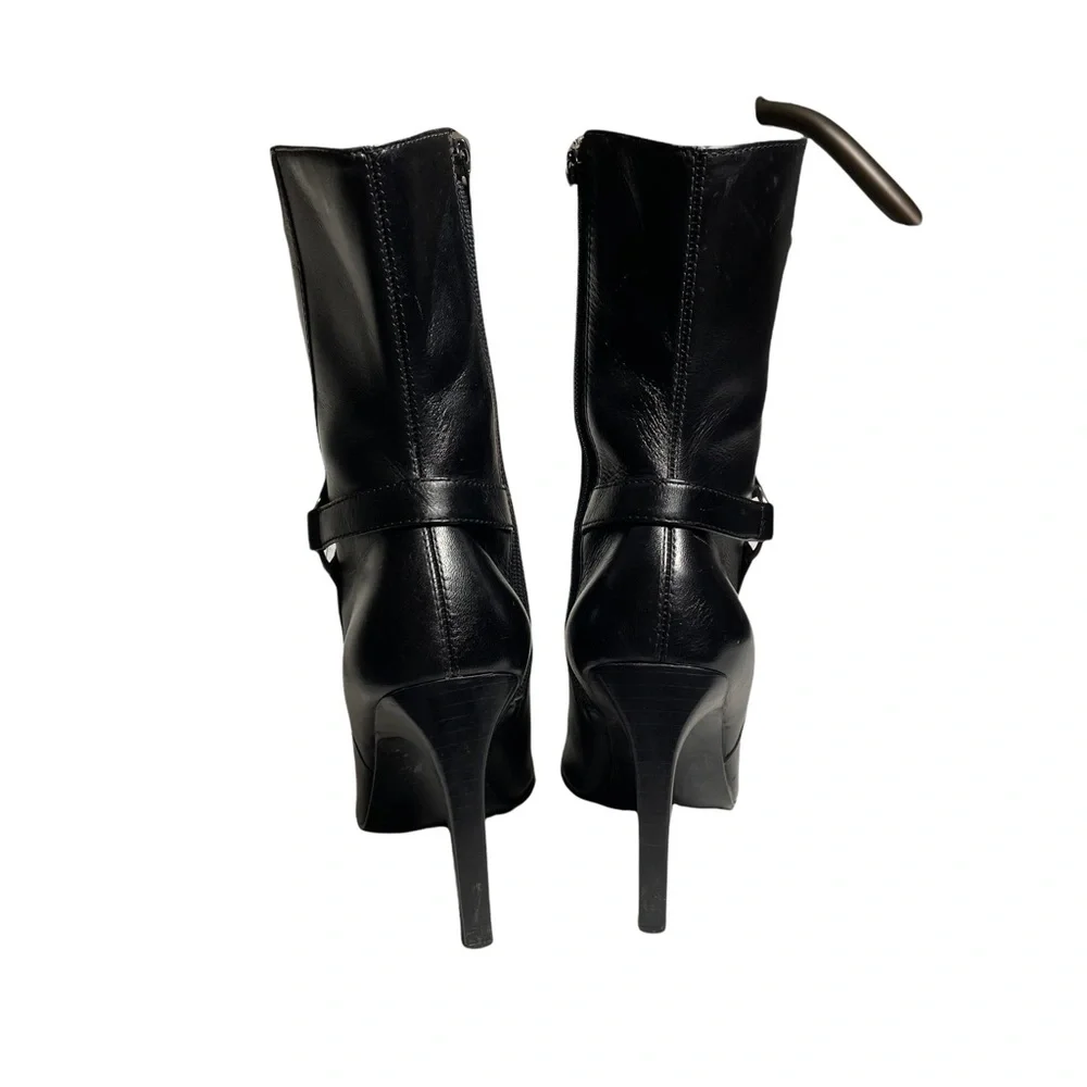 Steve Madden black leather stiletto heeled zip up boots size 7.5 - Picture 4 of 11